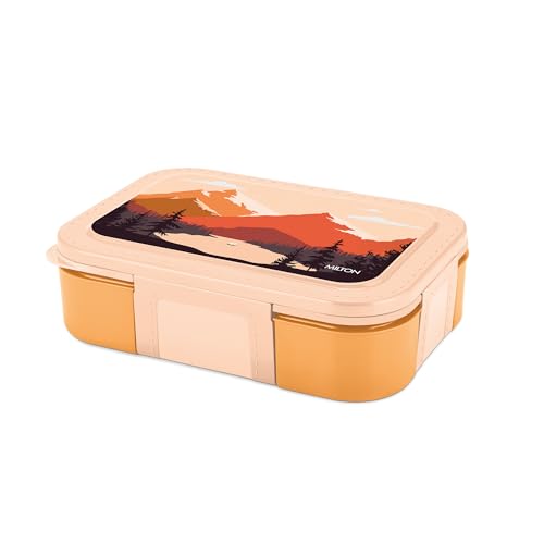 Image of MILTON Bravo 2 Inner Stainless Steel Tiffin Box for School, 2 Partition, Steam Release Plug | PU Insulated, Leak-Proof, Food Grade I Lunch Box for Kids Boys, Girls with Snap Lock Lid, 650 ml, Orange