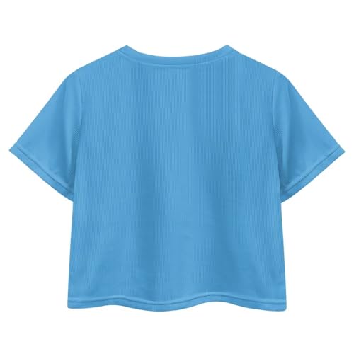 Image of Girls Crop Tees Crew Neck Casual Short Sleeve T Shirts Kids Loose Soft Comfortable Tees Blouses Shirt for Little Girl