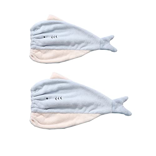 2 Stück Mutter und Tochter Mikrofaser-Haarhandtuch zum Wickeln, Fischhaar, schnell trocknend, Bade-Hut, niedlicher weicher Haarturban, Handtuch, saugfähig, Haartrocknungstuch Cover