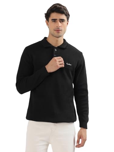 Image of Kvetoo Men's Wool Polo Collar Neck Winter Sweater Full Sleeve Solid Pullover for Casual Office Wear