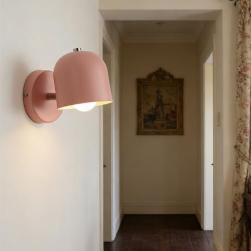 Image of XINYASEE Bedside Wall lamp, Modern Minimalist Wall lamp for Bedroom and Living Room, Creative Macaron Nordic Reading lamp for Balcony and Hallway, Background Wall lamp (Pink)