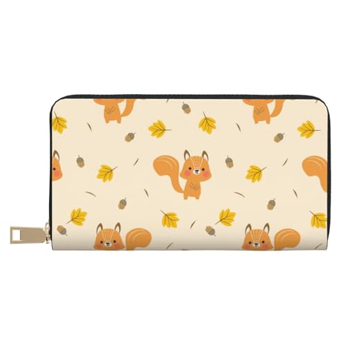 Portefeuille fin Novastar en cuir avec fermeture éclair pour homme et femme motif écureuil