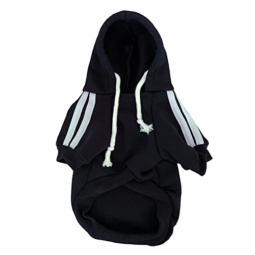 Izefia Dog hoodie Dog Hoodies Clothes Apparel Fleece Dog Sweater Winter Sweatshirt Warm Cotton Loop Basic Dog Hoodie for Small Dog Puppy Cat Black M - Image 3
