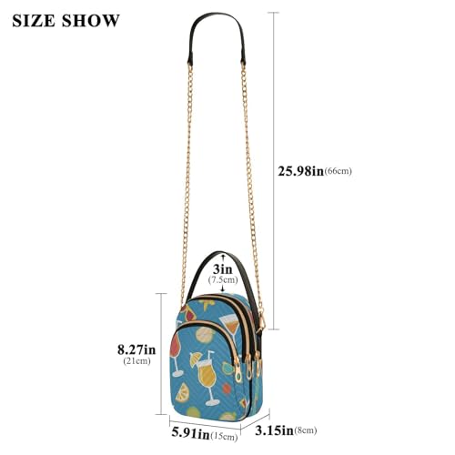 Summer Drinks Print Shoulder Bags for Women Retro Classic Handbag Purse Small Purses with Chain3