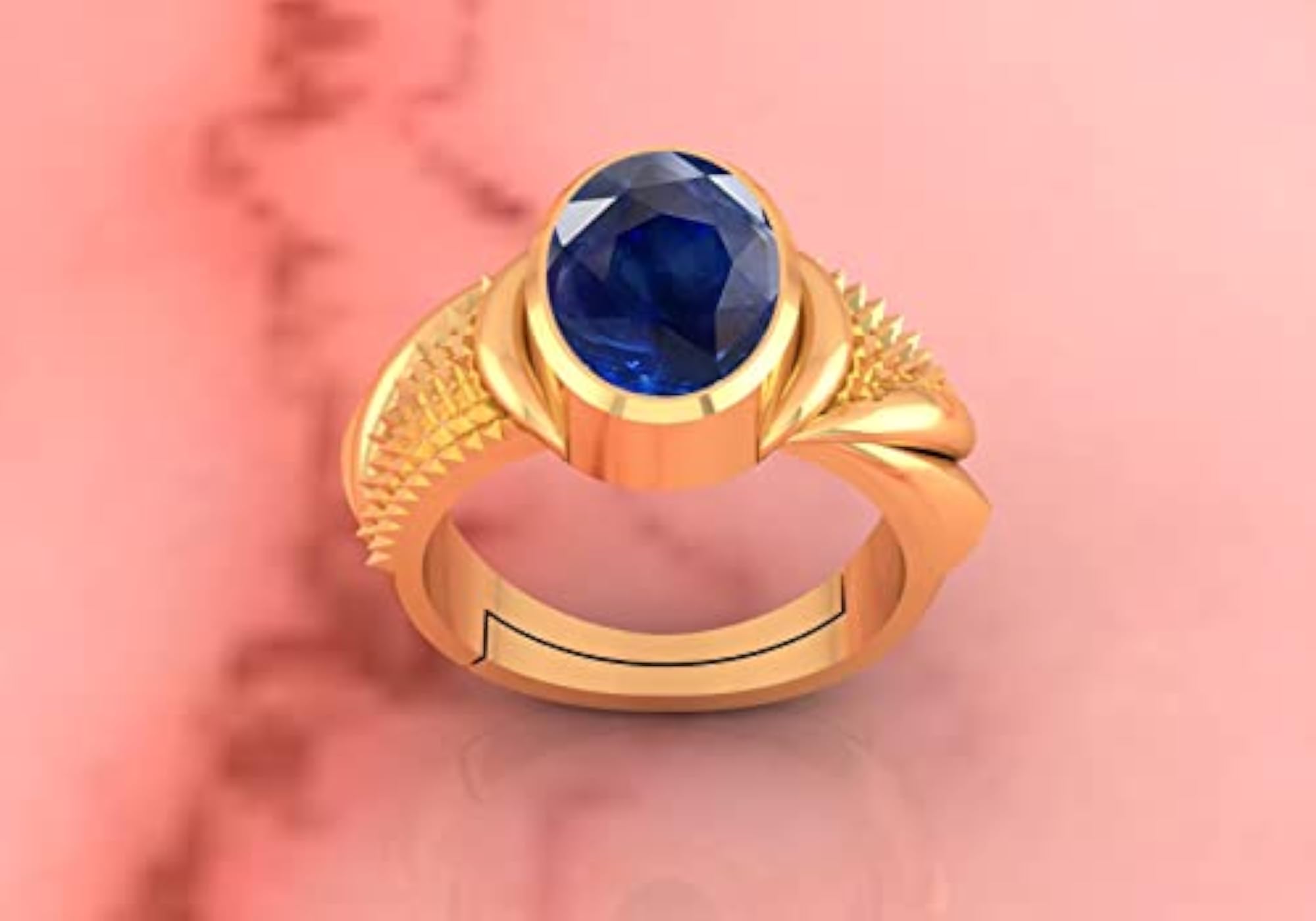 3.00 Carat Natural Blue Sapphire Adjustable Ring, Gold Plated