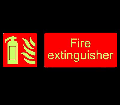 6 Pieces Combo FIRE Extinguisher Glow Sign Board Emergency Sign Waterproof Safety Signature Board (Sign Board) with Strong Double Sided Tape for Walls Removable
