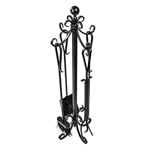 Haard Hulpmiddel 5 PC’S Haard gereedschap Set smeedijzeren open haard accessoires gereedschap houder met handgrepen…