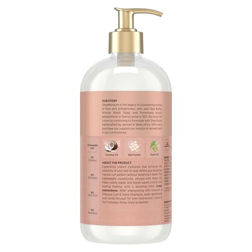 Shea Moisture Curl & Shine Conditioner Coconut & Hibiscus, for Thick, Curly Hair, to Moisturize & Soften, 24 oz