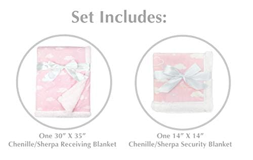 Image of American Baby Company Heavenly Soft Chenille Sherpa Blanket Set, 3D Pink Cloud, Receiving Blanket 30 inchx35 inch & Security Blanket 14 inchx14 inch, Warm Cozy for Baby Boys & Girls