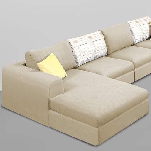 Image of Koza LHS 6 Seater L Shape Sofa Set for Living Room (Cream Fabric) Premium Fabric Sofa