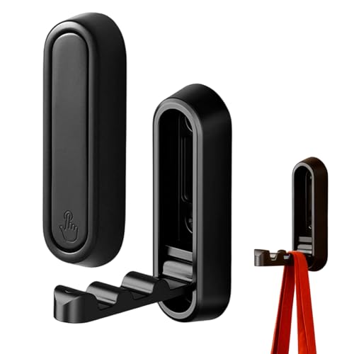 Favelable 2 paar opvouwbare wandhaken van aluminium, zwarte haken voor wandmontage, inklapbare haak, golfvormige haken, gaancimuren, voor het ophangen van mantel, hoed (zwart)