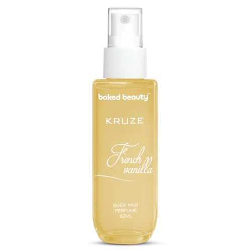 BAKED BEAUTY Kruze French Vanilla Perfume Body Mist | Refreshing Long Lasting Tropical Fragrance|Double Duty Mist For Hair & Body| Travel-Friendly Perfume Body Spray for Women- 60ml