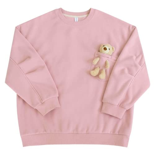 Hoodie with 3D Cute Bear Street Fashion Pullover Crewneck Oversize Top Sweater for Men and Women Teens School
