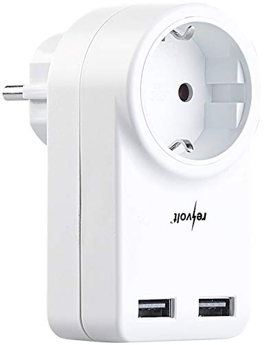 revolt 230V USB Steckdosen: Steckdose mit 360° drehbarem Doppel-USB-Netzteil, 3,4 A / 17 Watt (USB-Ladegeräte 2in1 Steckdosen, USB-Kabel-Steckdosen, Steckdosenleiste)