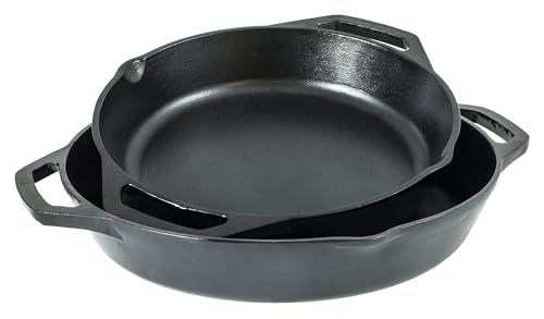 Image of Lodge 12 Inch Pre-Seasoned Cast Iron Skillet - Dual Assist Handles - Use in the Oven,on the Stove,on-the Grill,or Over a Campfire - Black,(Pack of 3)