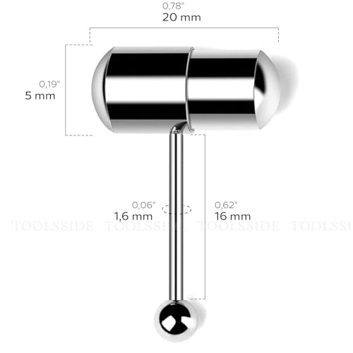 TOOLSSIDE 3 pcs Vibrating Tongue Rings - Tongue Piercing Jewelry, Stainless Steel Tongue Rings, Vibrating Tongue Piercing 14g, Tongue Ring Piercing Kit4