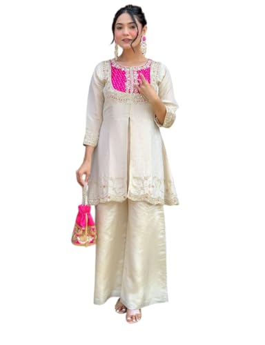 Ensemble de pantalons Kurta femme avec broderie romaine de finition supérieure