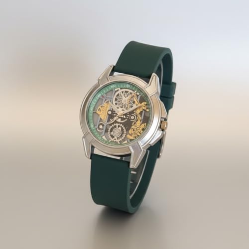 Image of Shree Ram Skeleton Watch, Ayodhya Mandir Theme, Mechanical Look Quartz, Stainless Steel Metal Bracelet, Round Dial with Deity Engraving for Man and Boyes