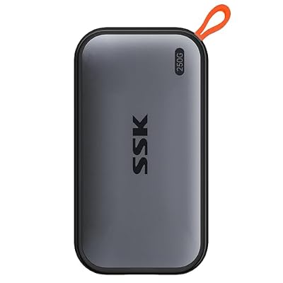 SSK Portable SSD 250GB External Solid State Drives, up to 1050MB/s USB C SSD External Hard Drive USB 3.2 Gen2 for iPhone 15/16/17Pro, Windows, Mac, Android Phones and Tablets