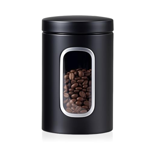 HMCEY Boite a Cafe Hermetique Inox 11 X 17.3 CM,Pot de Conservation Café,Coffee Beans Container,Boite Cafes Grain avec Fenêtre de Visualisation,Boites...