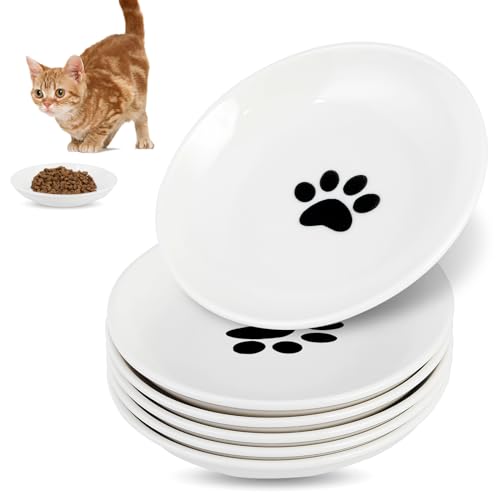 6 Stück Futternapf Katze Katzen Napfset Katzennapf Keramik(Cat Paw Pattern)