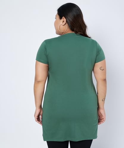 Image of Women Printed Cotton Tshirt with Side Slits & Pocket