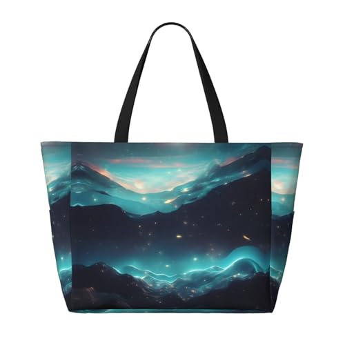 Science Fiction Stars Large Capacity Beach Travel Bag, Foldable Beach Bag with Zipper, Great for Grocery Bag Pool Gym Travel Shopping2