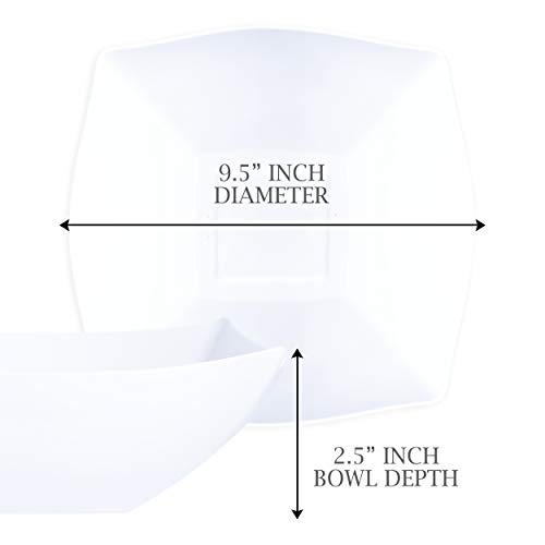 PLASTICPRO Disposable 64 ounce Square Serving Bowls, Party Snack or Salad Bowl, Large Plastic Elegant White Pack of 4 - Image 6