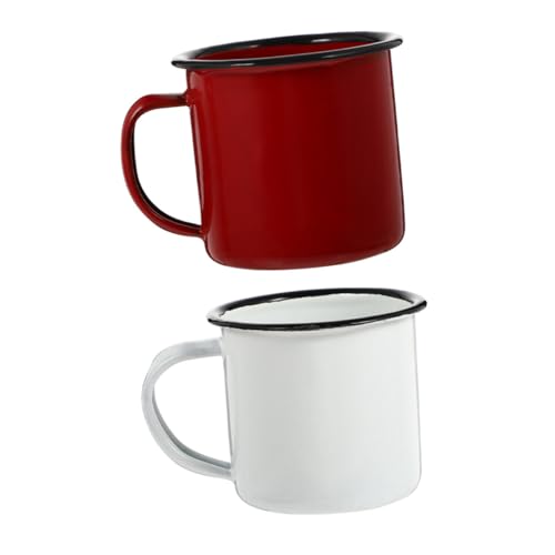 BESPORTBLE Taza de Vino Pequeña Retro de Hierro Set 2 Piezas Blanco y Rojo Taza para Beber y Almacenar Agua Adecuado para Uso Diario Ollas Calientes