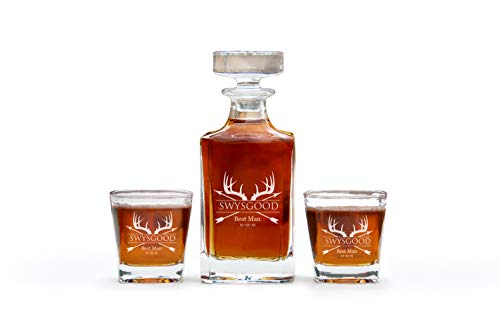 Premium Engraved Custom Decanter Set, Whiskey Decanter And Glasses Set, Decanter Whiskey Set, Personalized Decanter For Men, Whiskey Glasses