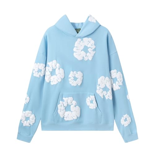 ZEZEZ Conjunto de chándal para hombre y mujer con estampado de espuma Denim Tears de marca de moda, chaqueta con capucha y pantalones, sudadera con capucha, juego de sudadera de forro polar con