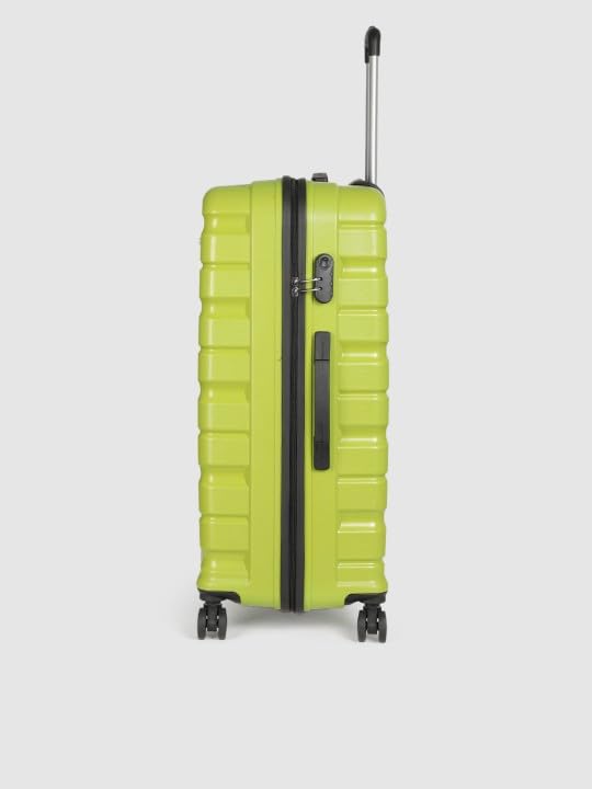 Image of Teakwood Small-Medium-Large 8 Wheels Trolley Bag, Hard Cabin with Zipper Closure, Adjustable Push Button & Cross Side Strap, TSA Lock System 360 Degree (Set of 3, Lime Green)