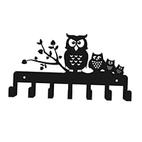 MOTHNUR Heavy Duty Wall Mounted Owl Coat Rack Hooks with Key Holder Sturdy Iron Hanging Organizer for Hallway Bedroom Bathroom Practical Decorative Home Storage