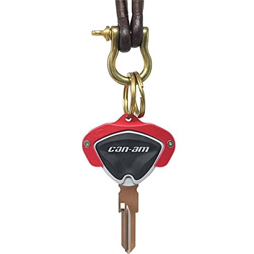 Image of Key Holder for CAN AM Spyder F3 RT RT-S ST RSi Accessory Key Hole Cover Red with Dark Leather Strap Ver3.0