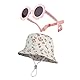 1 Rosa Sonnenbrille Und 1 Rosa Hut, Runde Baby -Sonnenbrille, Sonnenschutzfischerhut, Verstellbarer Topfhut, Sonnenschutz Im Freien.