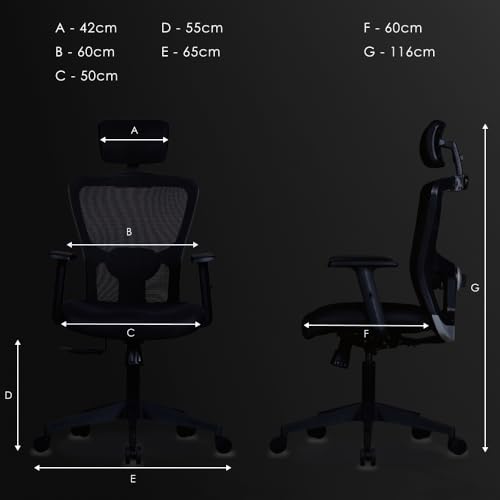 Image of Varaha Vayu BIS Certified Ergonomic Office High Back Chair | 5 Year Warranty | Adjustable 2D Headrest, 1D PU Armrest, Seat Sliding Mechanism with 3 Multilock Recline |Gaming Desk Chair for Home |Black