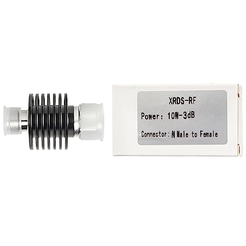 XRDS -RF Atenuador RF coaxial N macho para N fêmea, 10W, atenuador constante de 3dB