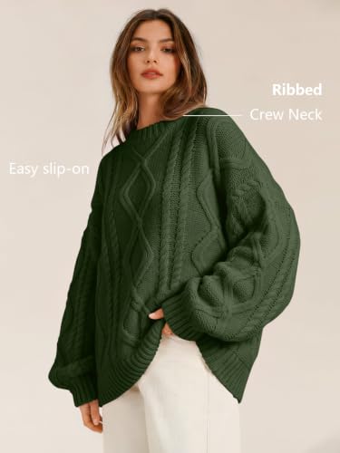 Image of Trendy Queen Women's Oversized Cable Knit Sweaters 2026 Fall Outfits | Quiet Luxury Style, Chunky Knit Texture, Winter Holiday Outfit, Easy Layering Piece, Fall Fashion Staple