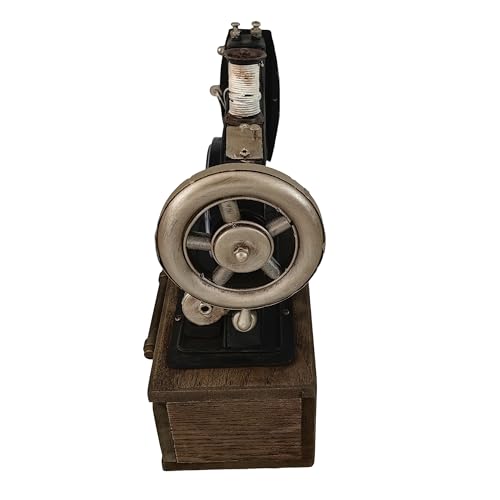 Máquina de coser vintage con reloj de cuarzo y caja de madera elegante para salón 8