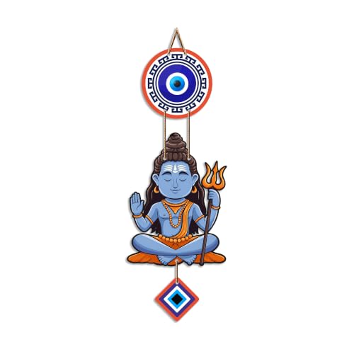 Image of Artvibes Meditating Lord Shiva Evil Eye Wall Hanging for Home Temple | Spiritual MDF Wall Decor | Vastu Art for Living Room | Bedroom | Office & Meditation Space | Gift Item (WH 8588N)