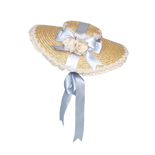 Sombrero de sol femenino estilo Victoriano de paja miniatura 4