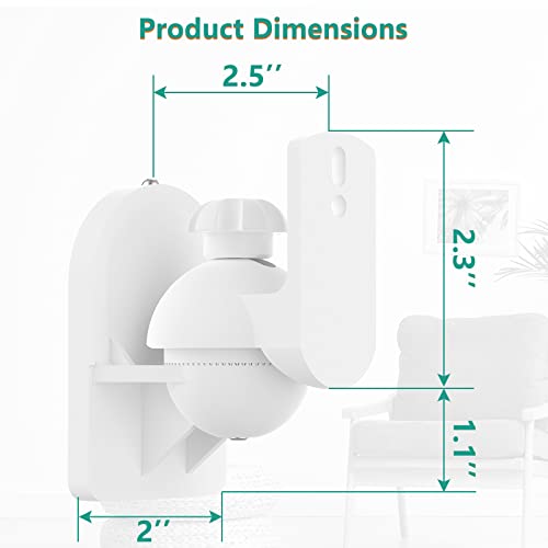 Wali Speaker Wall Mounts, Bookshelf Speaker Wall Mount Brackets, Surround Sound Speaker Mounts, Hold Up To 7.7 Lbs, (Swm402-W), 4 Pack, White #TOP2