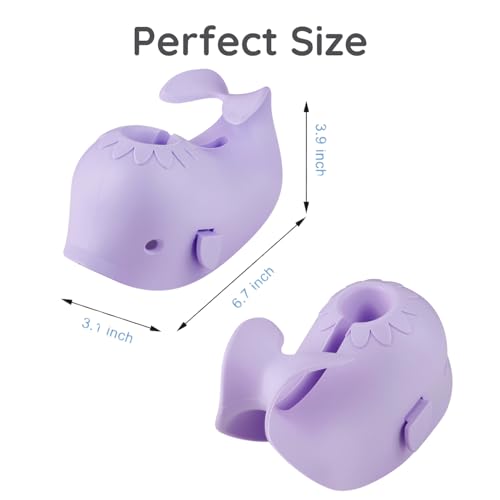 Image of PandaEar Baby Bathtub Faucet Cover, Bath Spout Cover, Baby Shower Protector Cover for Kids Toddlers and Baby Bathroom Tub, Whale (Purple)