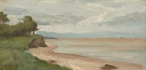 Toile Plage Près d'Etretat Corot 60x90cm - Solution Décoration Murale pour Habiller un Grand Mur