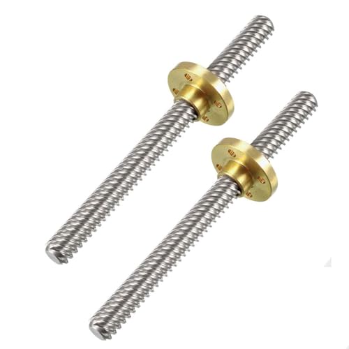 TOP-VIGOR 2Pcs T8 Lead Screws 100mm 8mm Dia Stainless Steel