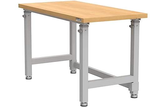 Seville Classics Ultrahd Heavy Duty Workbench Table W/ Solid Wood Top, 1000 Lbs. Weight Capacity Workstation For Garage, Warehouse, Workshop, Granite, 48" W X 24" D X 28.5" To 42" H Desktop #TOP1