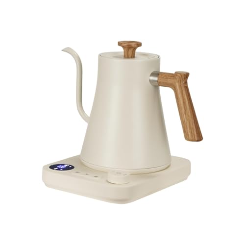 Ysyqkn Cafetera Eléctrica con Potencia de Calentamiento de 1200 W, de Acero Inoxidable Y Control de Temperatura, Hervidor para Una Preparació, Blanco, Individual