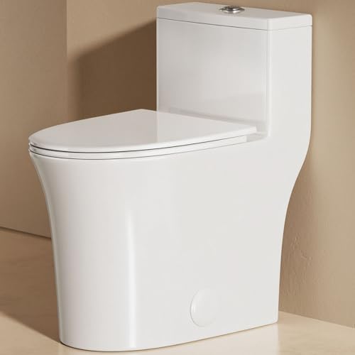 BayRoll One Piece Elongated Toilet, ADA Chair Seat Height 17', High Efficiency Dual Flush 0.9/1.28...