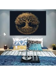Peinture sur toile arbre de vie affiche géométrique dorée de qualité supérieure - 3