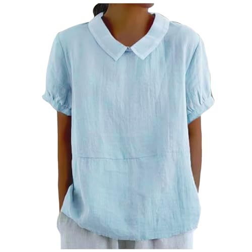 Damen Bluse Elegant Einfarbig Solide Blusen Locker Basic Frühlingblusen...